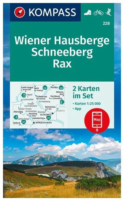 Kompass Wandelkaart 228 Wiener Hausberge, Schneeberg, Rax 1 Kompass Wandelkaart 228 Wiener Hausberge, Schneeberg, Rax